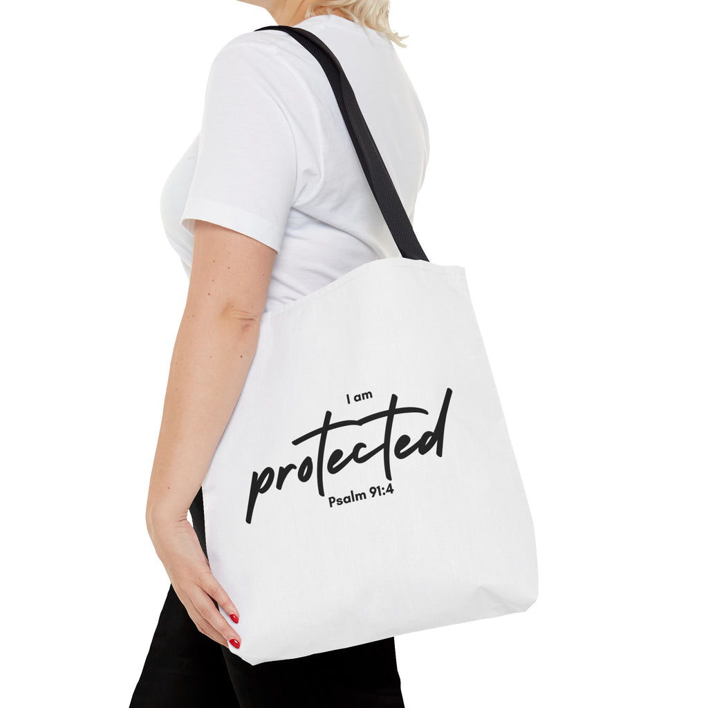 I Am Protected Tote Bag — Psalm 91:4 Christian Scripture Canvas Tote | Faith-Based Carryall