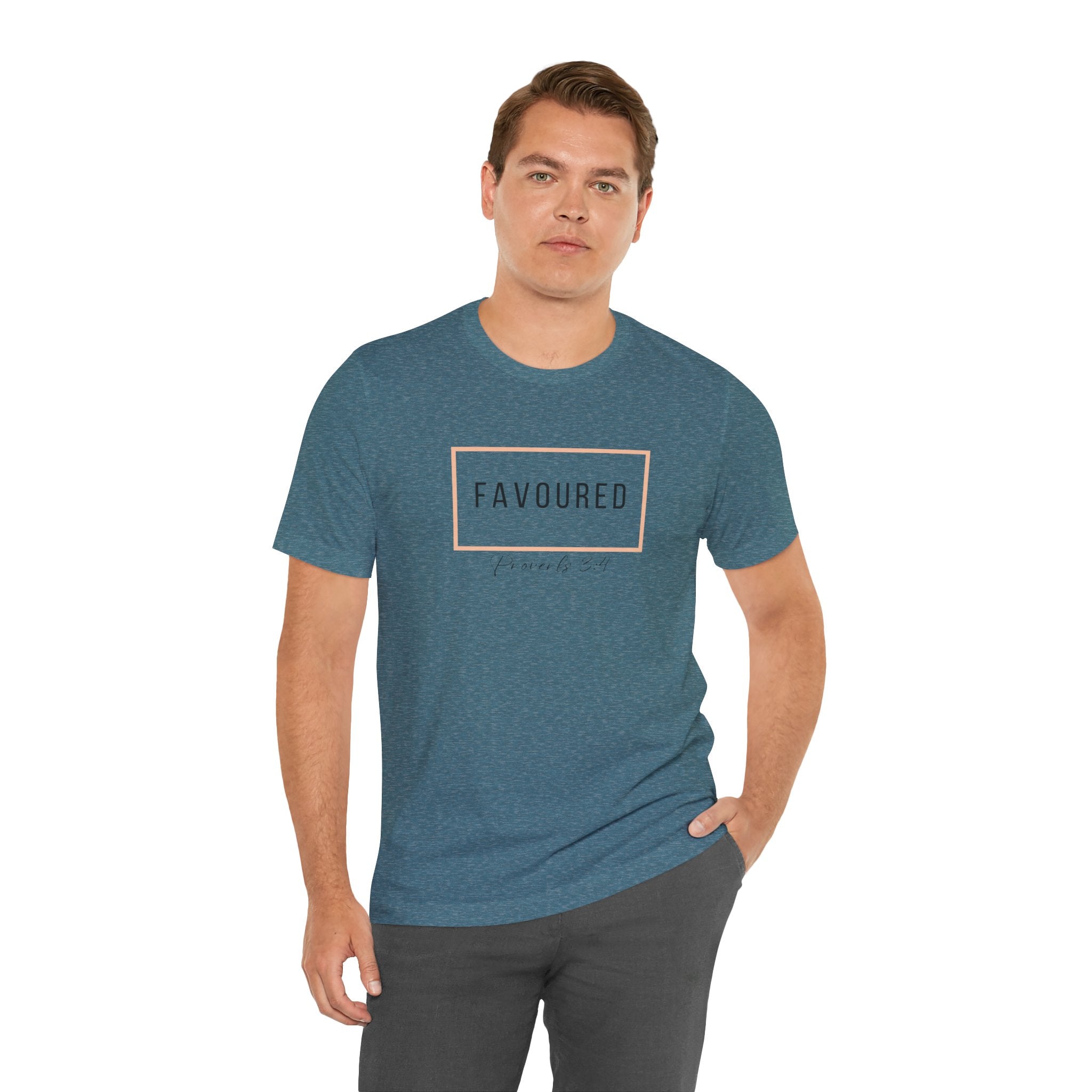 Favoured Christian T-Shirt – Proverbs 3:4 Scripture Tee | Faith-Based Unisex Shirt