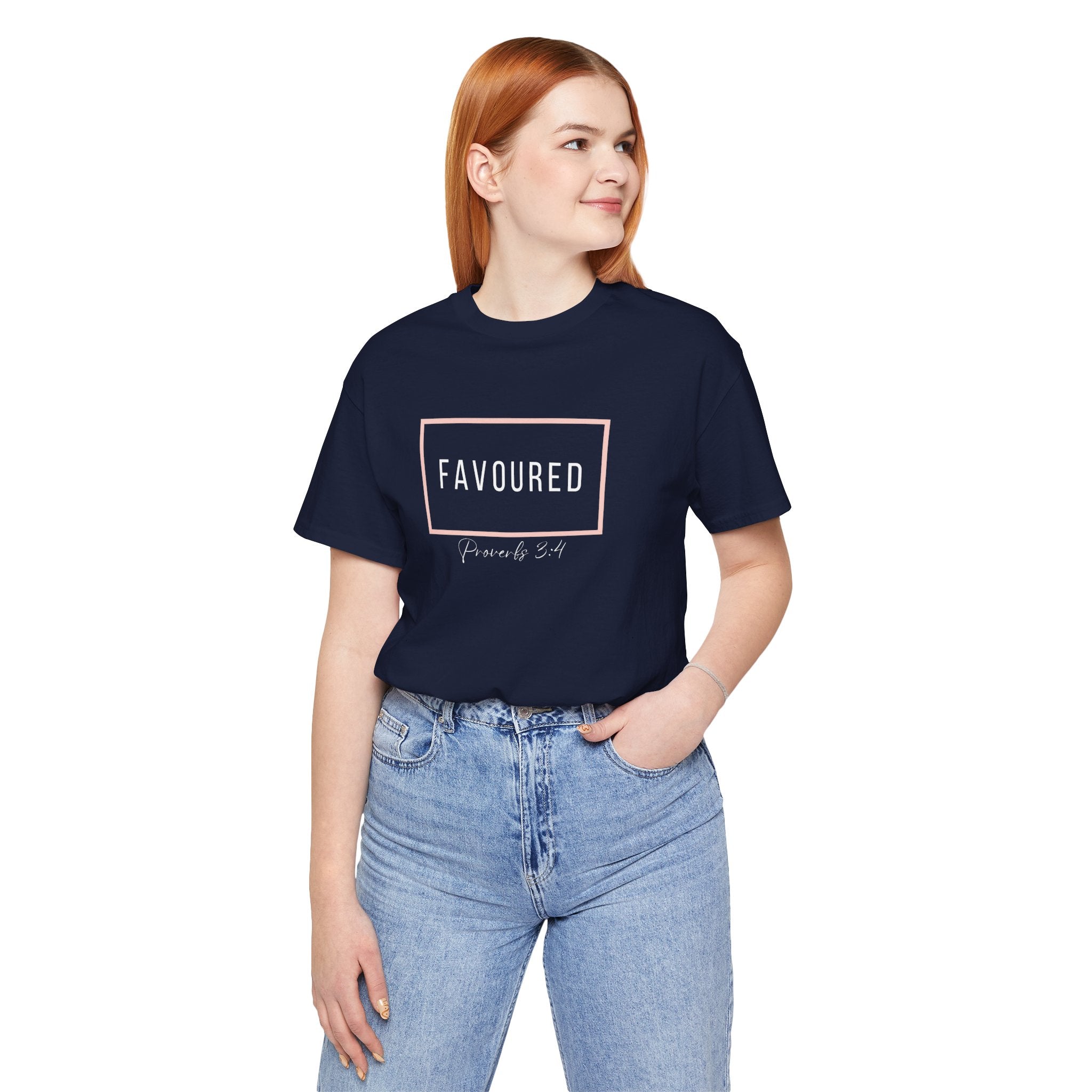Favoured Christian T-Shirt – Proverbs 3:4 Scripture Tee | Faith-Based Unisex Shirt