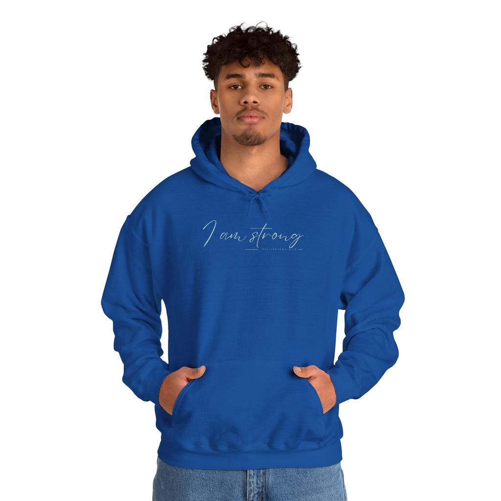 I Am Strong Hoodie – Philippians 4:13 Christian Unisex Faith Sweatshirt