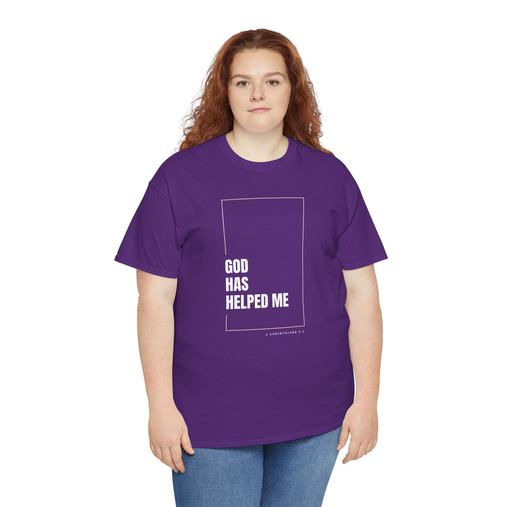 God Has Helped Me Christian T-Shirt – 2 Corinthians 6:2 Faith Tee | Unisex Heavy Cotton Shirt
