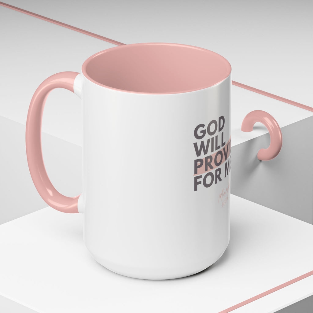 God Will Provide for Me Accent Coffee Mug — Mark 11:24 Christian Scripture Mug (11oz & 15oz)