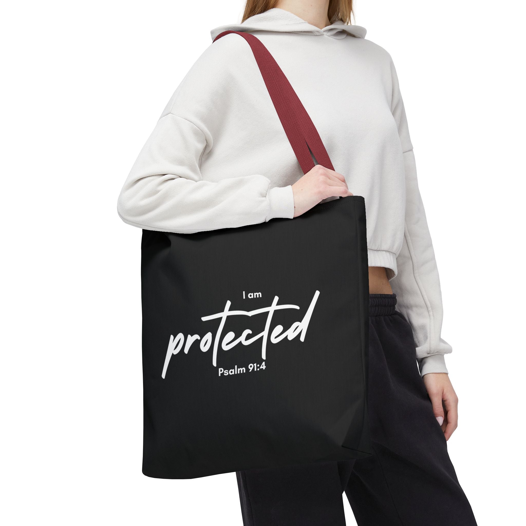 I Am Protected Tote Bag — Psalm 91:4 Christian Scripture Canvas Tote | Faith-Based Carryall