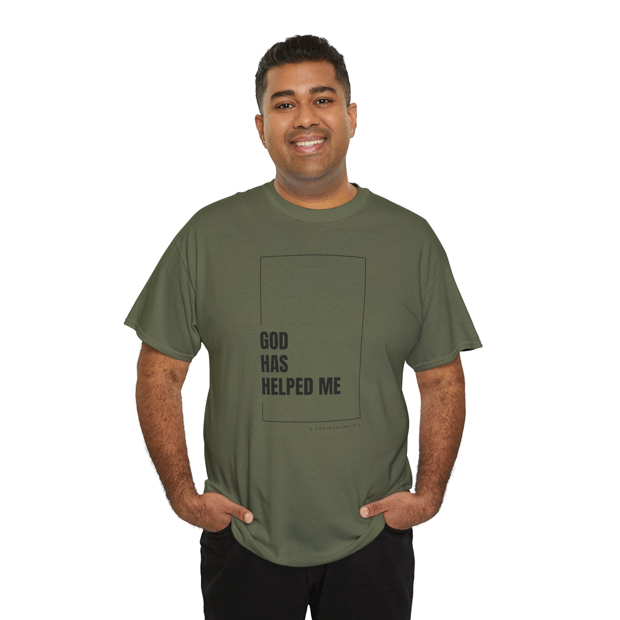 God Has Helped Me Christian T-Shirt – 2 Corinthians 6:2 Faith Tee | Unisex Heavy Cotton Shirt