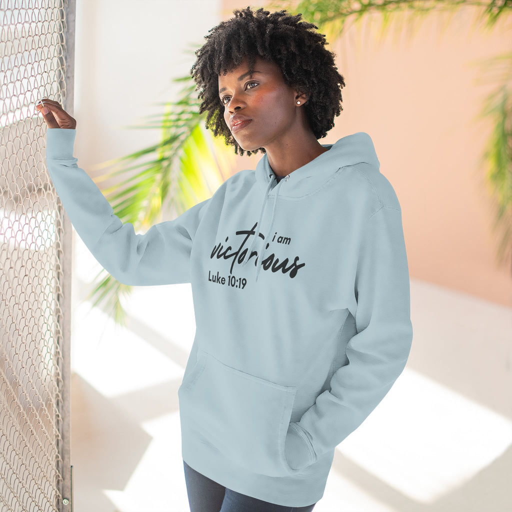 I Am Victorious Hoodie — Luke 10:19 Christian Scripture Fleece Pullover