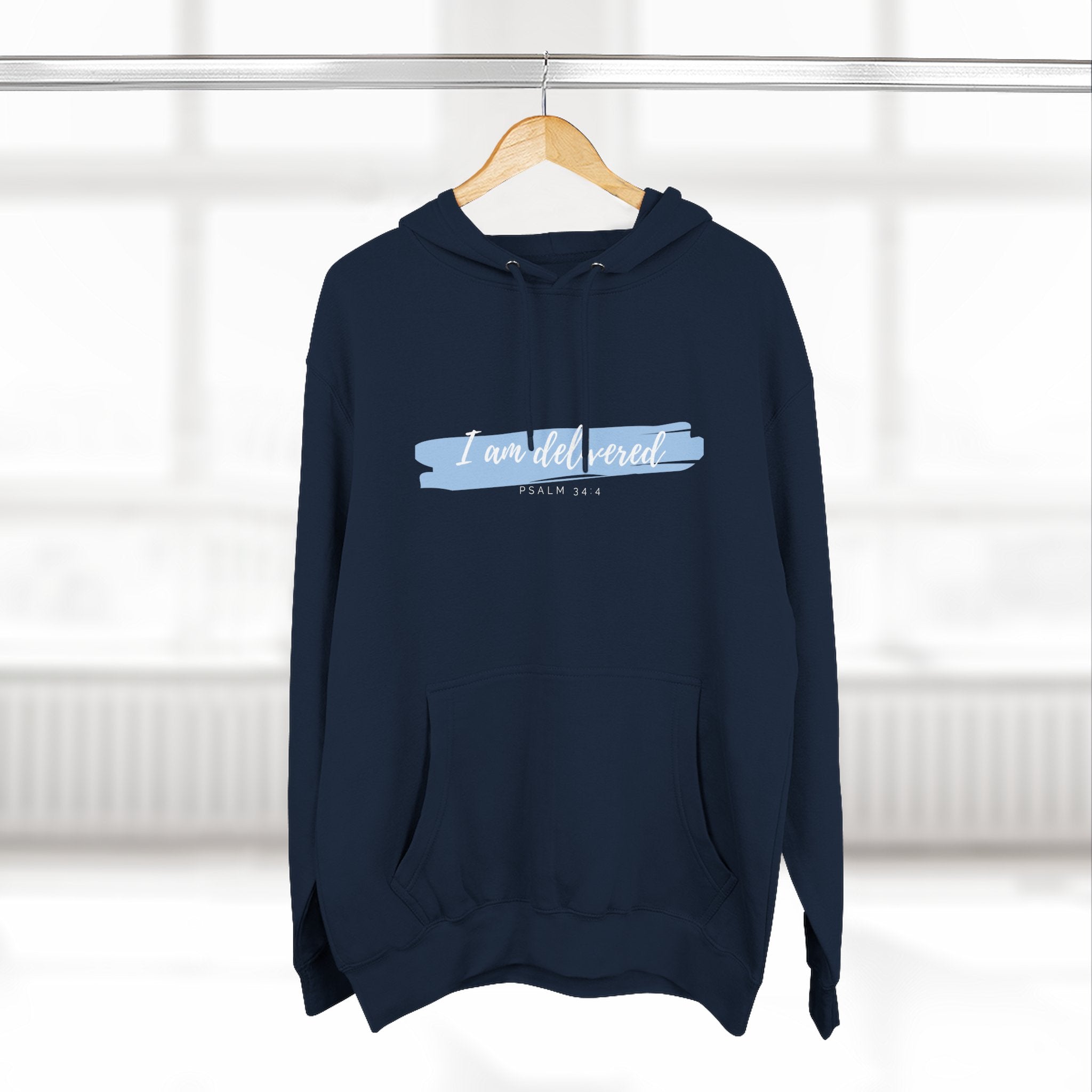I Am Delivered Christian Hoodie — Psalm 34:4 Faith Hoodie | Inspirational Scripture Pullover | Unisex Christian Apparel