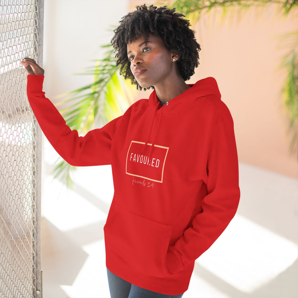Favoured Christian Hoodie – Proverbs 3:4 Scripture Minimalist Hoodie | Faith-Based Unisex Fleece Pullover