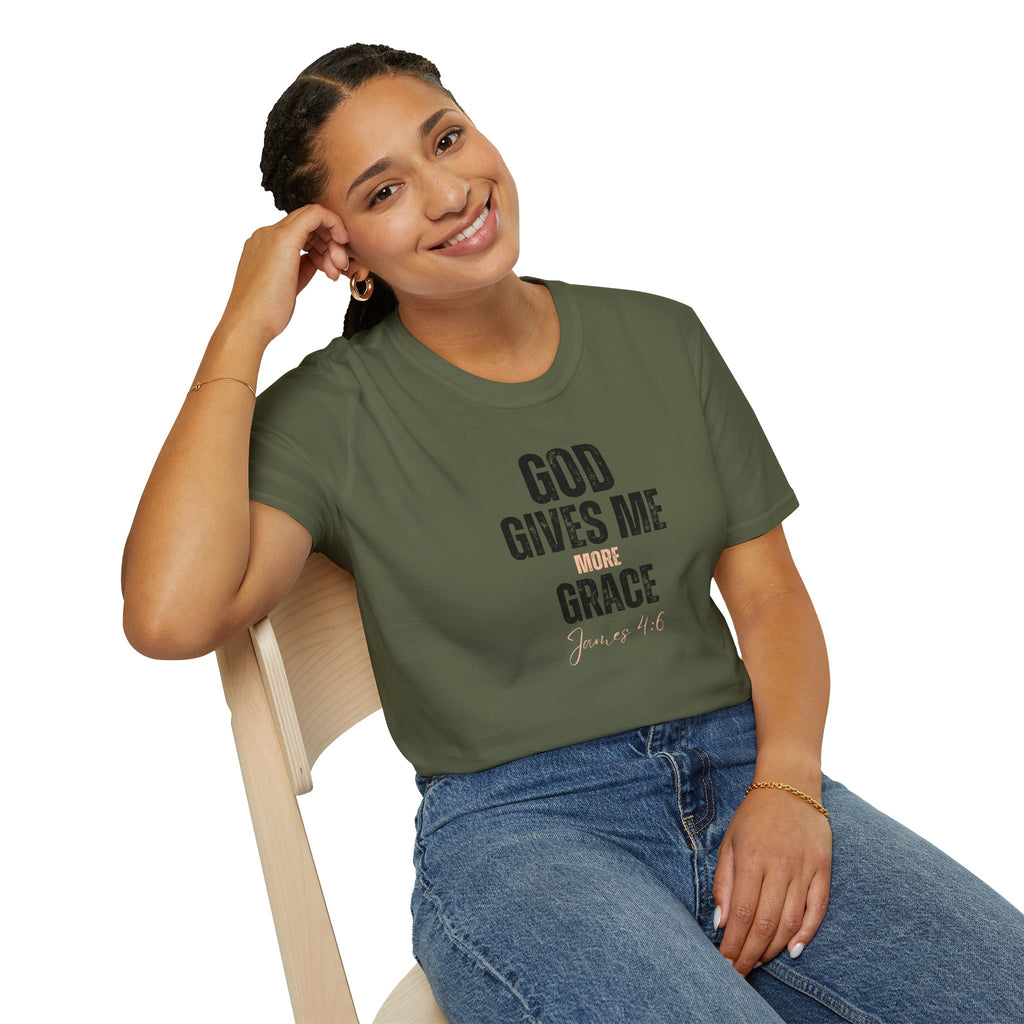 God Gives Me More Grace T-Shirt — James 4:6 Christian Scripture Tee