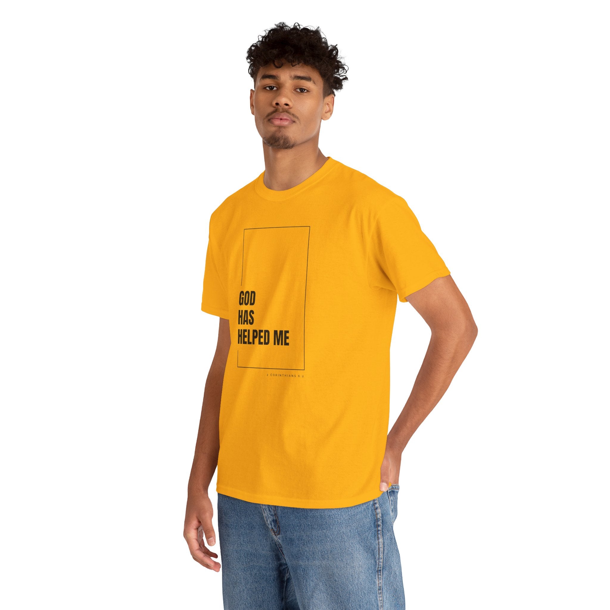 God Has Helped Me Christian T-Shirt – 2 Corinthians 6:2 Faith Tee | Unisex Heavy Cotton Shirt