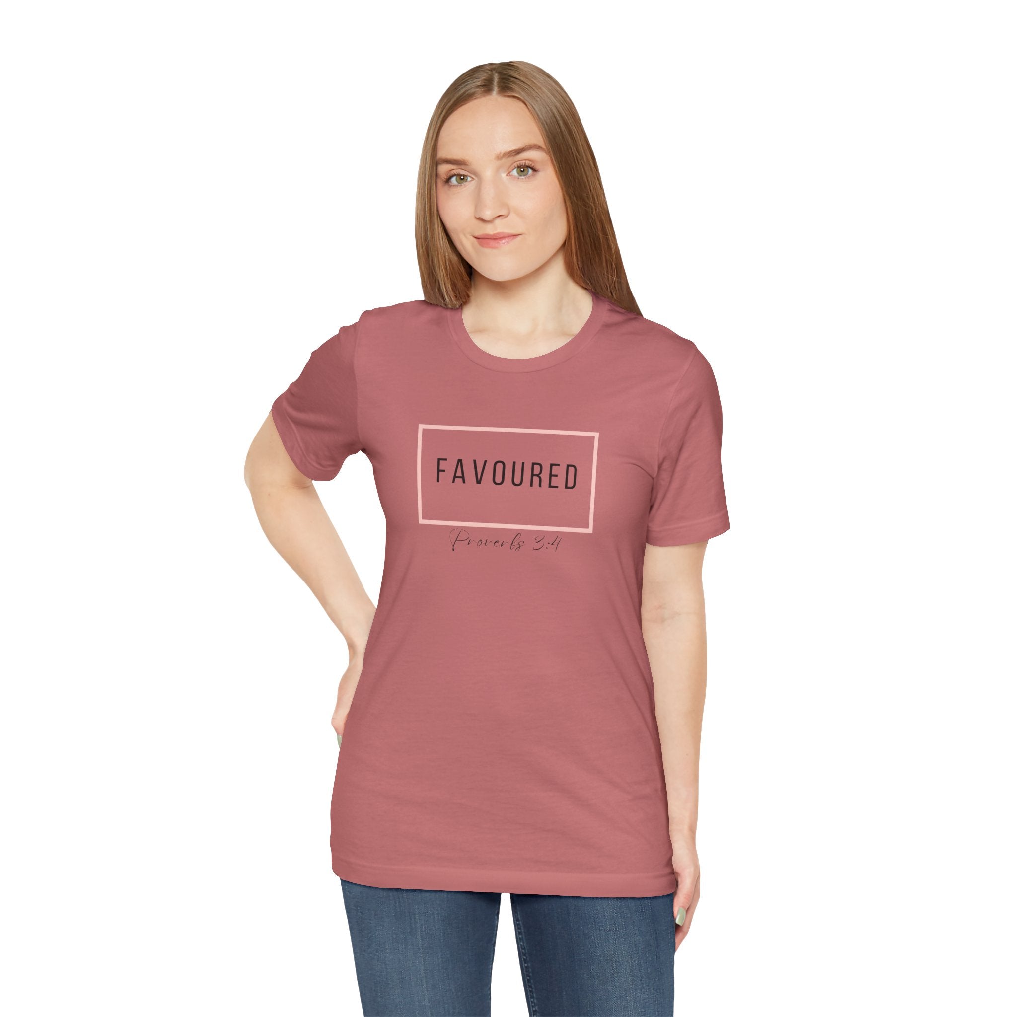 Favoured Christian T-Shirt – Proverbs 3:4 Scripture Tee | Faith-Based Unisex Shirt