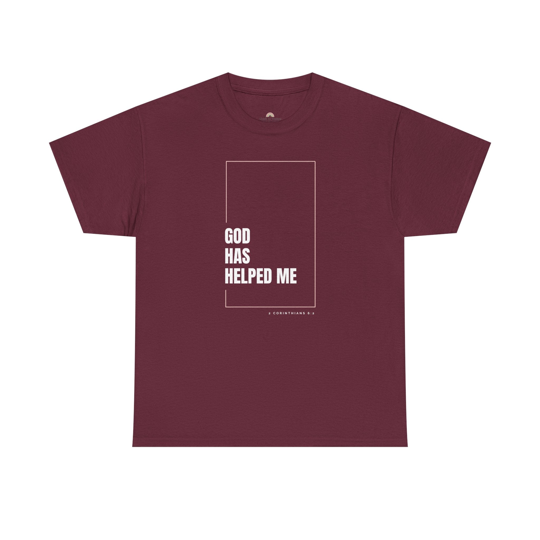 God Has Helped Me Christian T-Shirt – 2 Corinthians 6:2 Faith Tee | Unisex Heavy Cotton Shirt