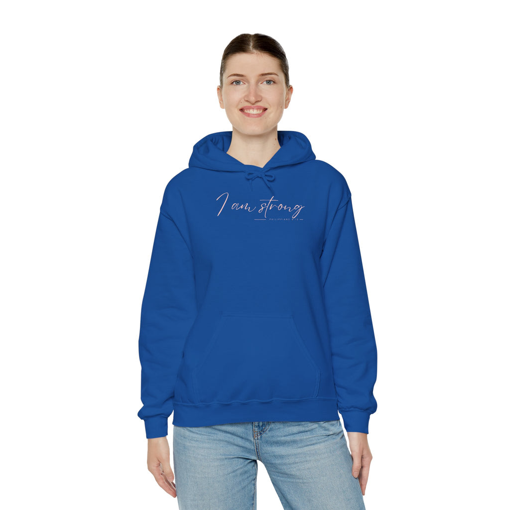 I Am Strong Hoodie – Philippians 4:13 Christian Unisex Faith Sweatshirt