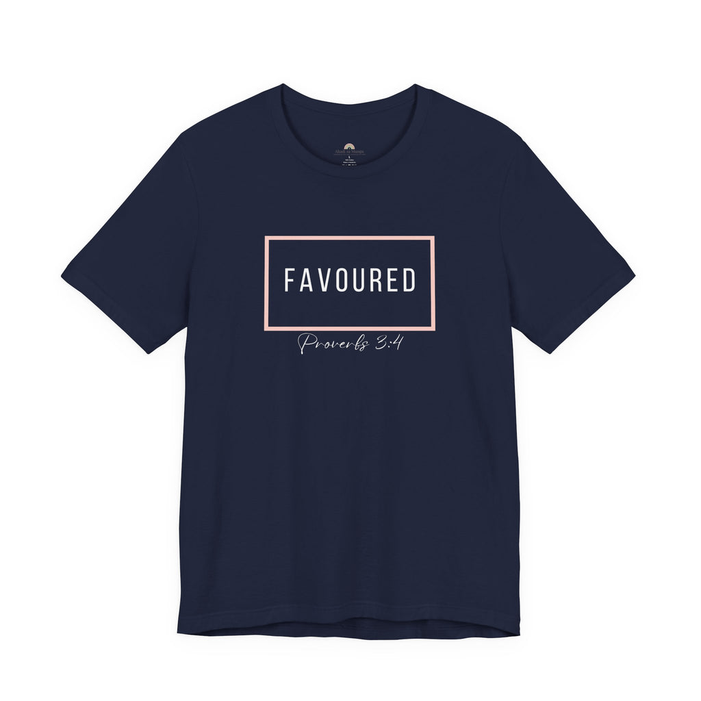 Favoured Christian T-Shirt – Proverbs 3:4 Scripture Tee | Faith-Based Unisex Shirt