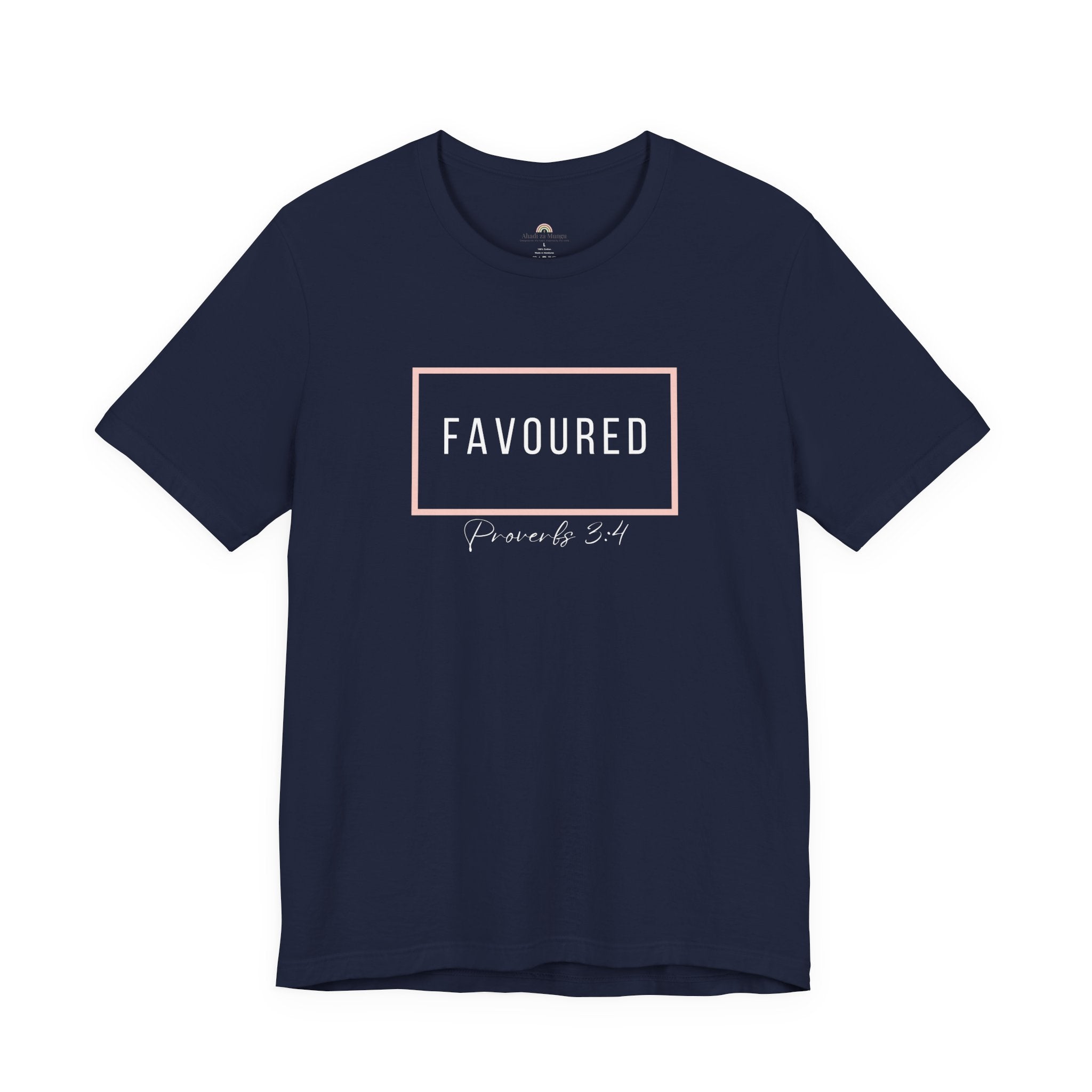 Favoured Christian T-Shirt – Proverbs 3:4 Scripture Tee | Faith-Based Unisex Shirt