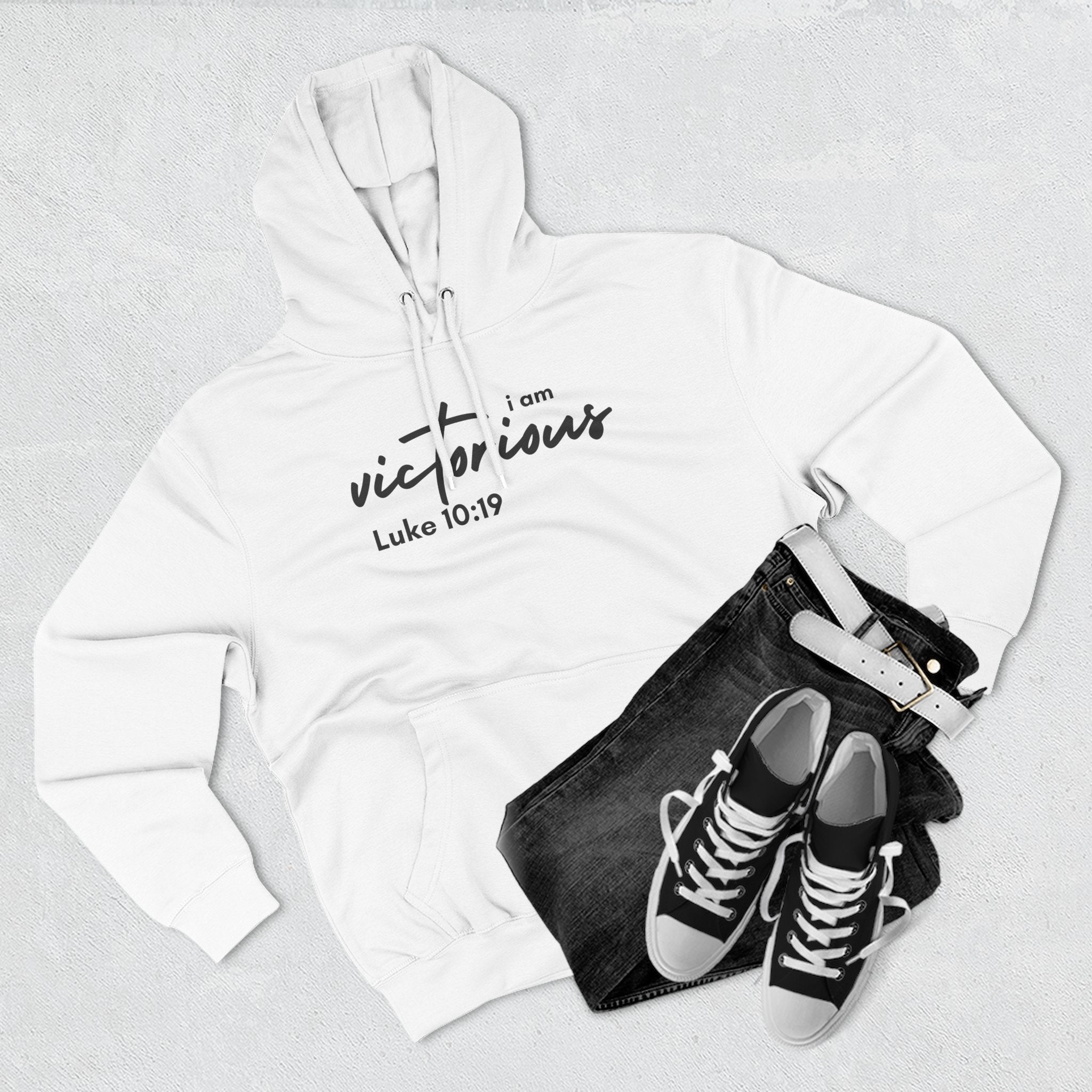 I Am Victorious Hoodie — Luke 10:19 Christian Scripture Fleece Pullover
