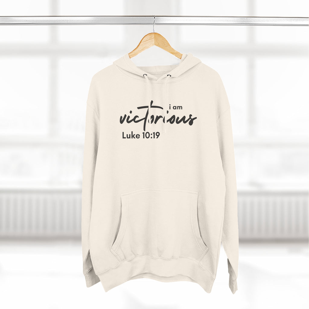 I Am Victorious Hoodie — Luke 10:19 Christian Scripture Fleece Pullover
