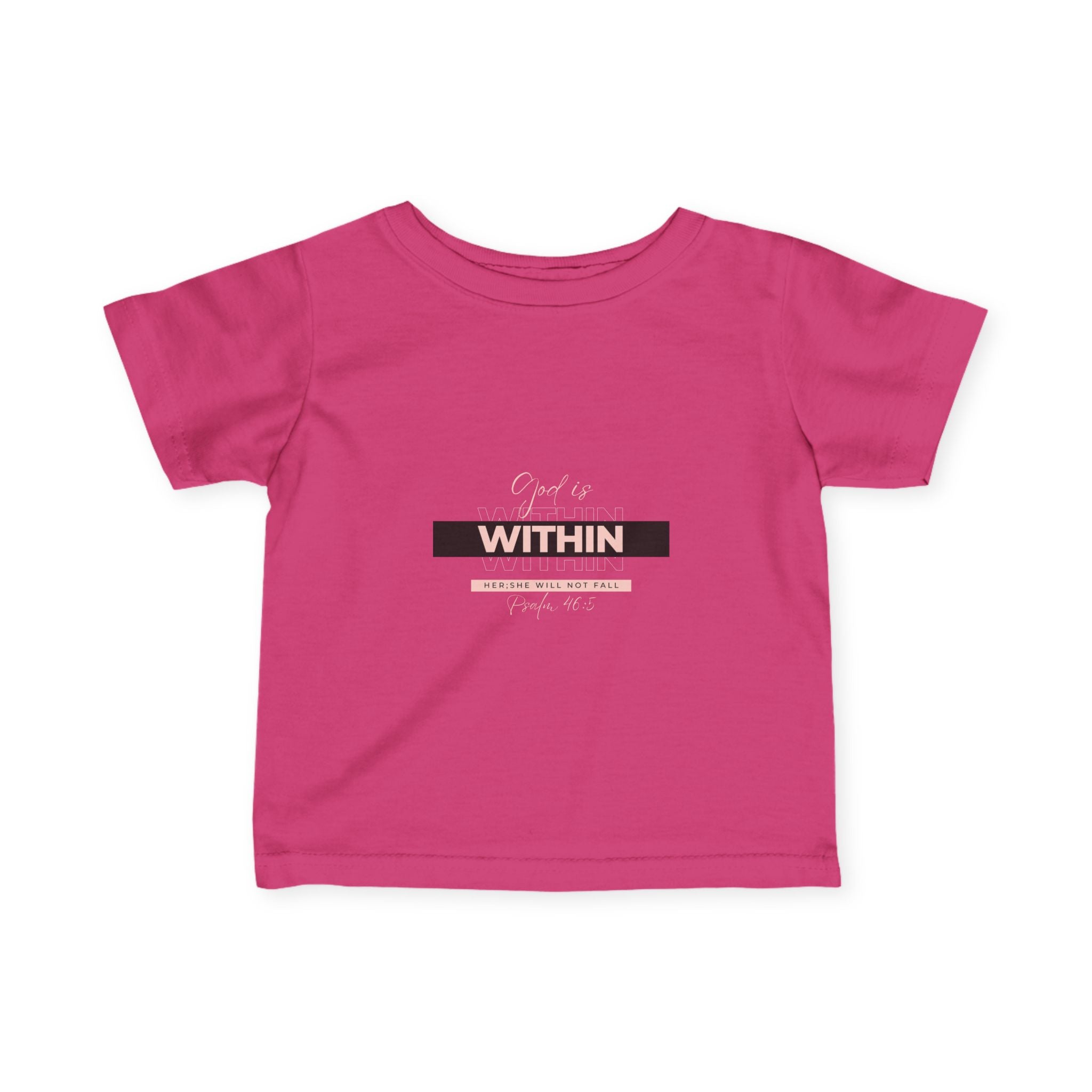 Faith-Inspired Infant Tee – God Is Within Her; She Will Not Fall Psalm 46:5 | Christian Baby Shirt, Soft Cotton Tee, Baby Girl Gift