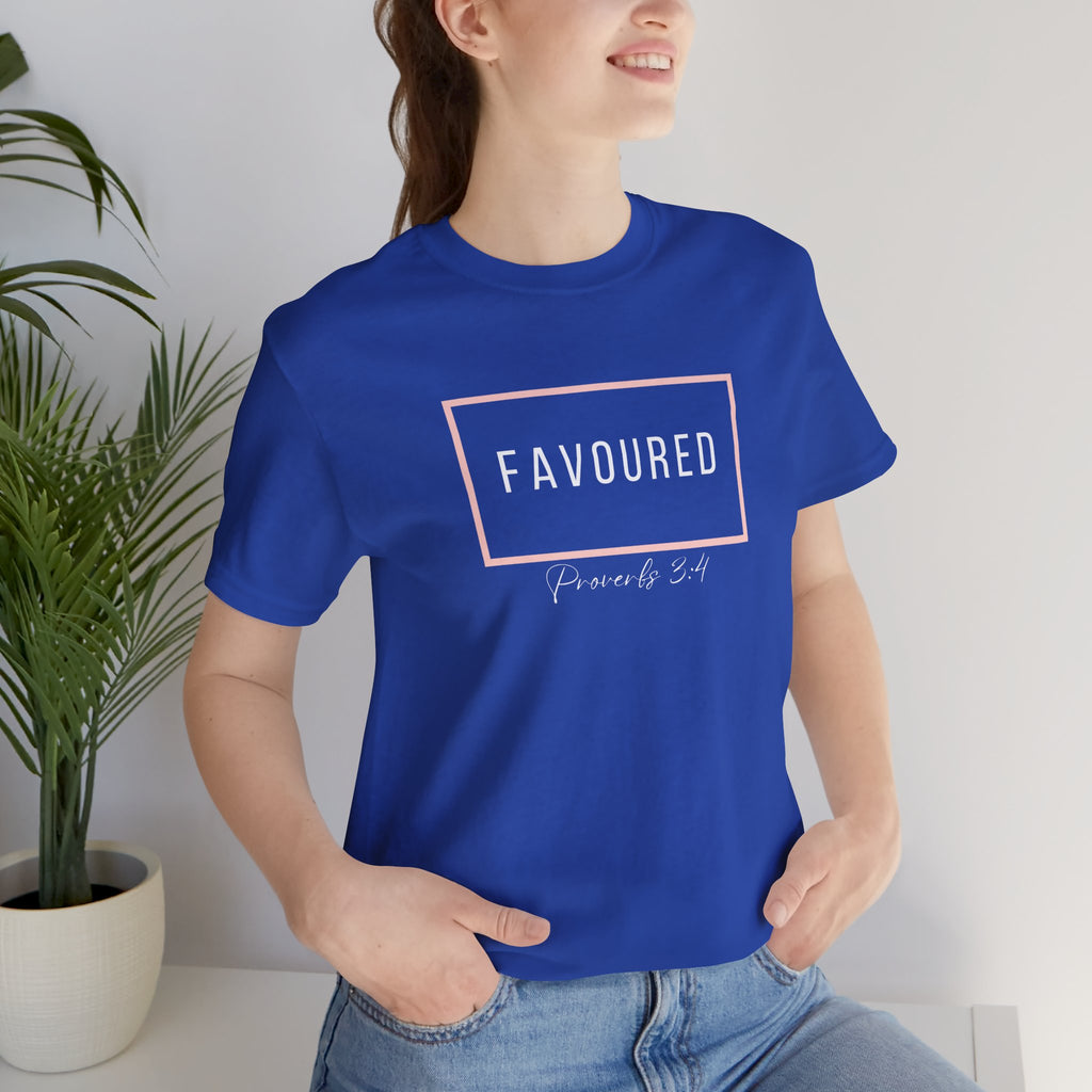 Favoured Christian T-Shirt – Proverbs 3:4 Scripture Tee | Faith-Based Unisex Shirt