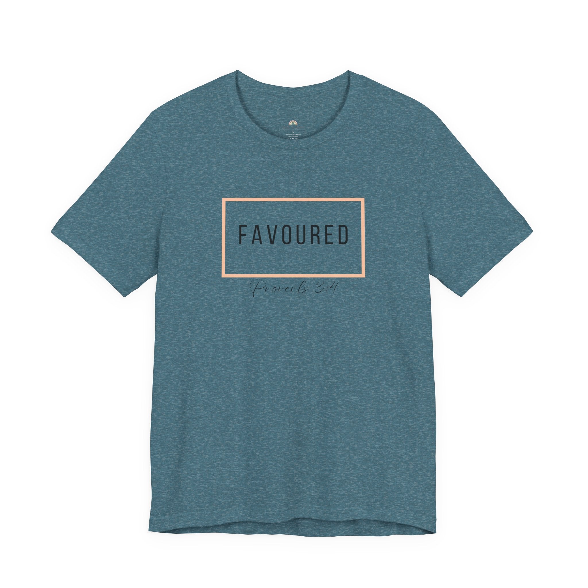 Favoured Christian T-Shirt – Proverbs 3:4 Scripture Tee | Faith-Based Unisex Shirt
