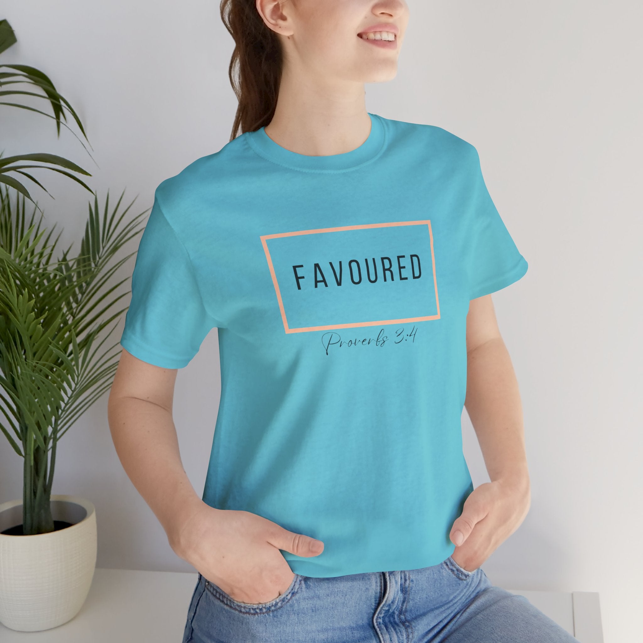 Favoured Christian T-Shirt – Proverbs 3:4 Scripture Tee | Faith-Based Unisex Shirt