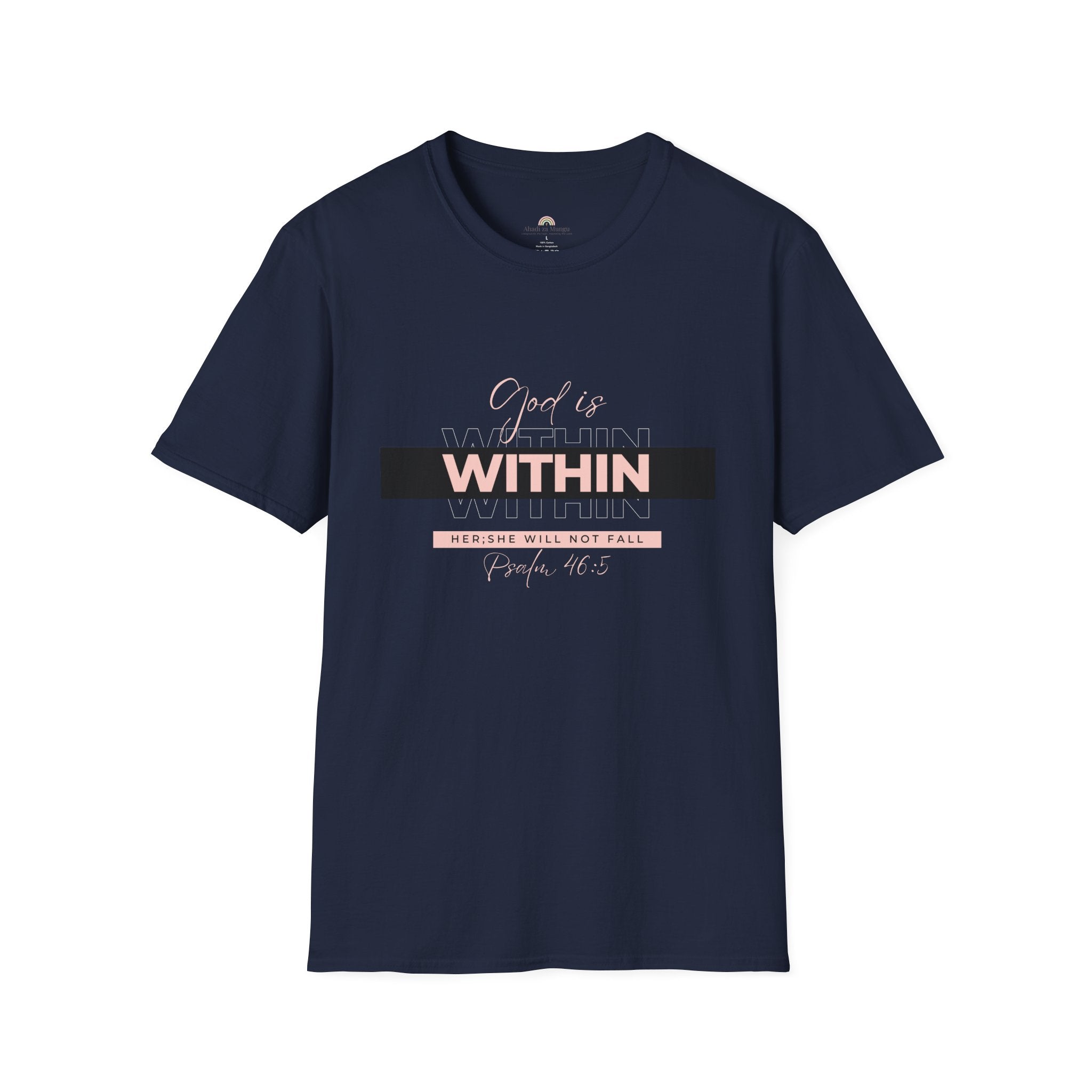Christian T-Shirt – God Is Within Her (Psalm 46:5) – Inspirational Bible Verse Tee, Faith Apparel for Women