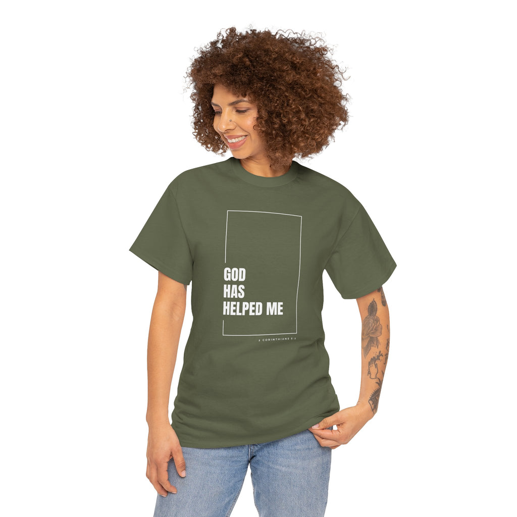 God Has Helped Me Christian T-Shirt – 2 Corinthians 6:2 Faith Tee | Unisex Heavy Cotton Shirt