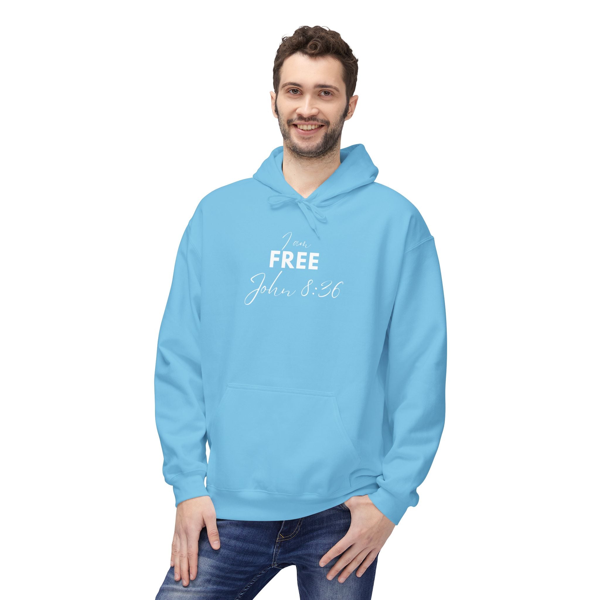 I Am Free Hoodie – John 8:36 Christian Scripture Hoodie | Faith-Based Inspirational Pullover