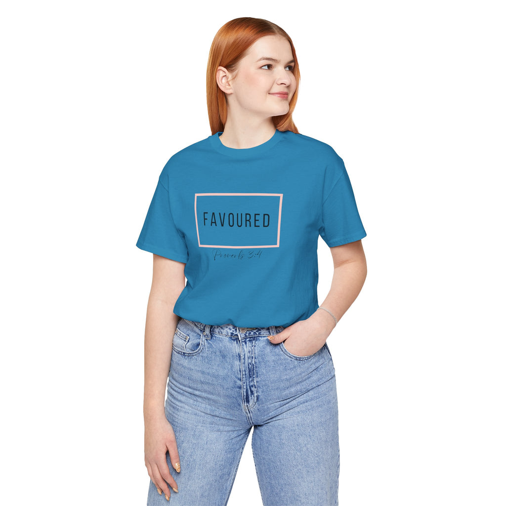 Favoured Christian T-Shirt – Proverbs 3:4 Scripture Tee | Faith-Based Unisex Shirt