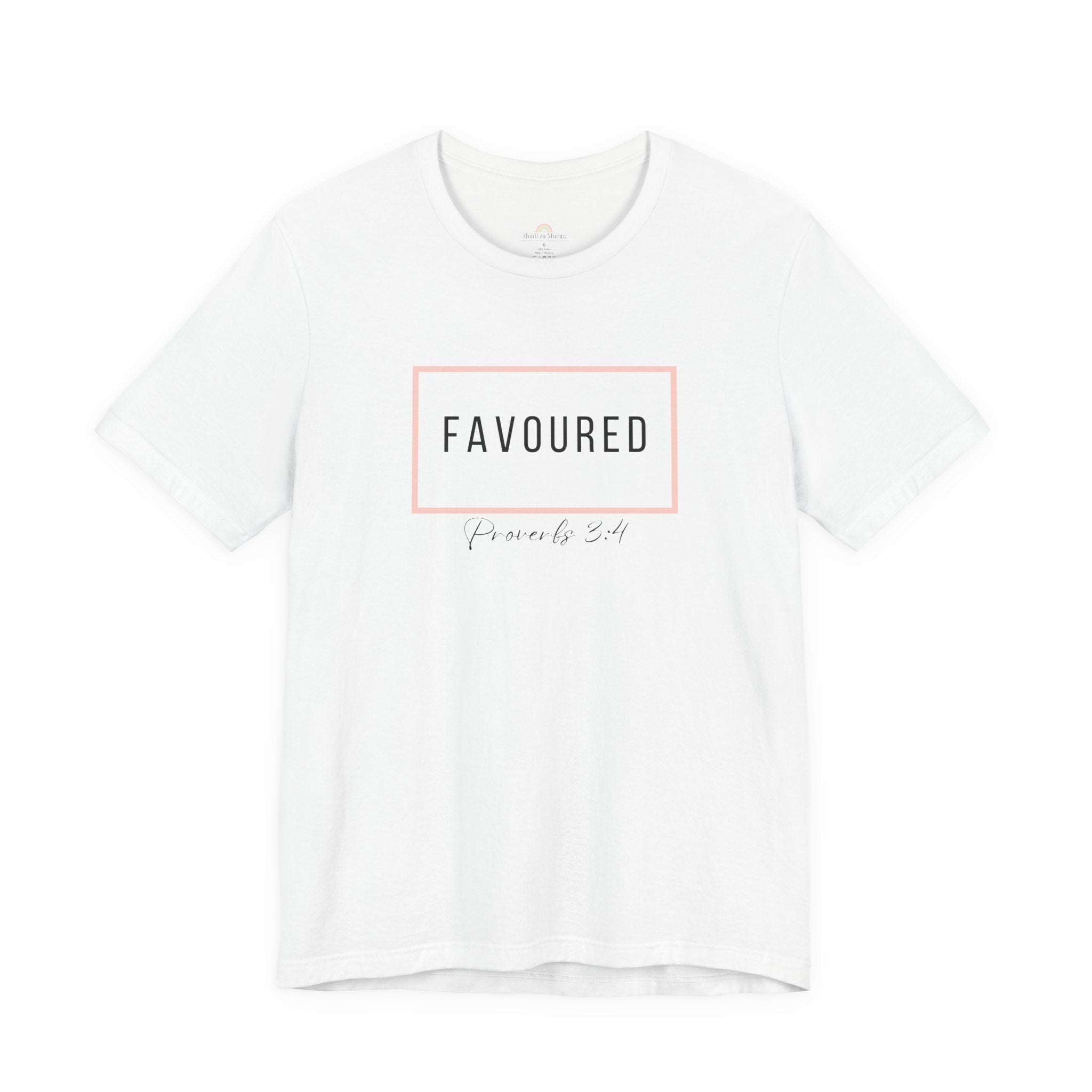 Favoured Christian T-Shirt – Proverbs 3:4 Scripture Tee | Faith-Based Unisex Shirt