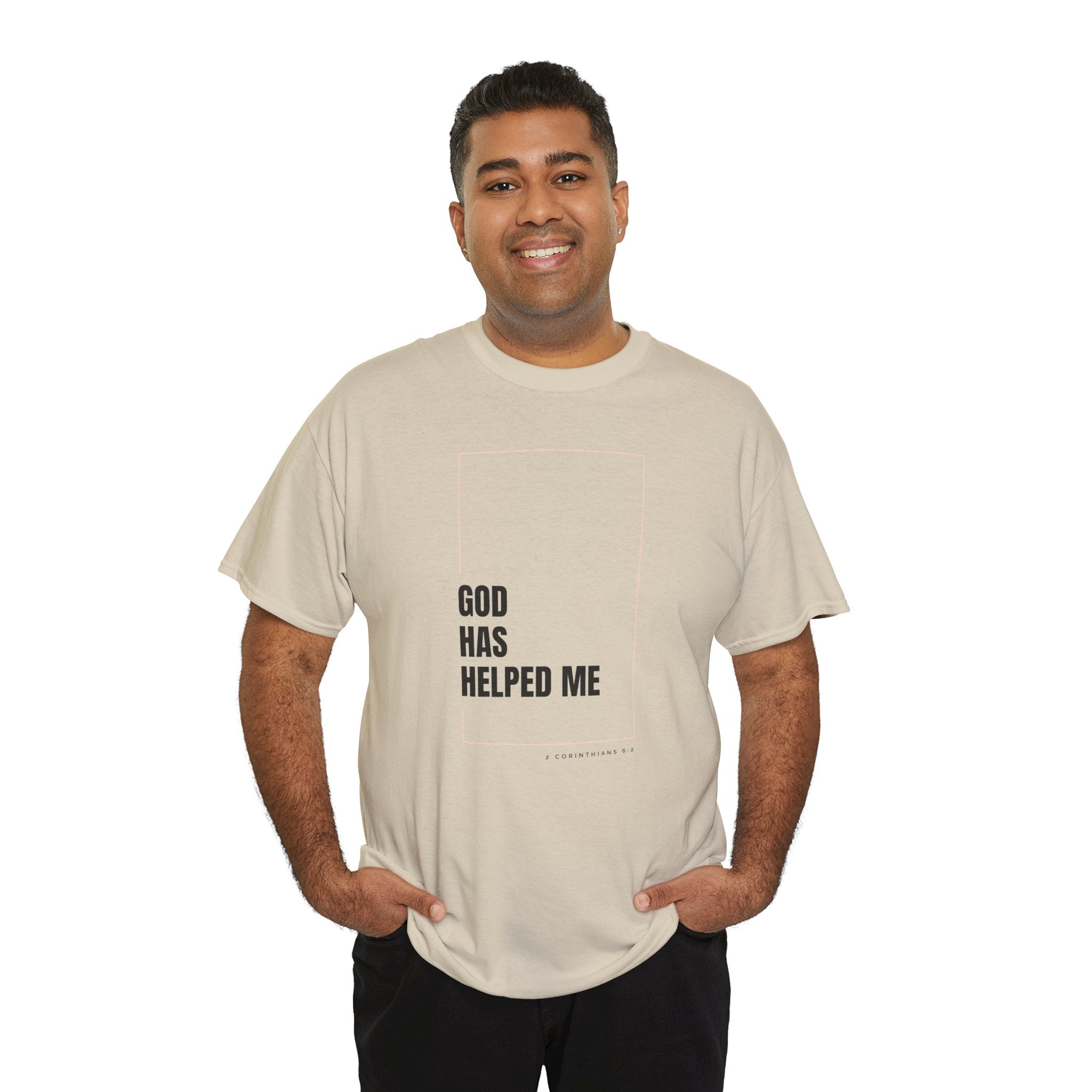 God Has Helped Me Christian T-Shirt – 2 Corinthians 6:2 Faith Tee | Unisex Heavy Cotton Shirt