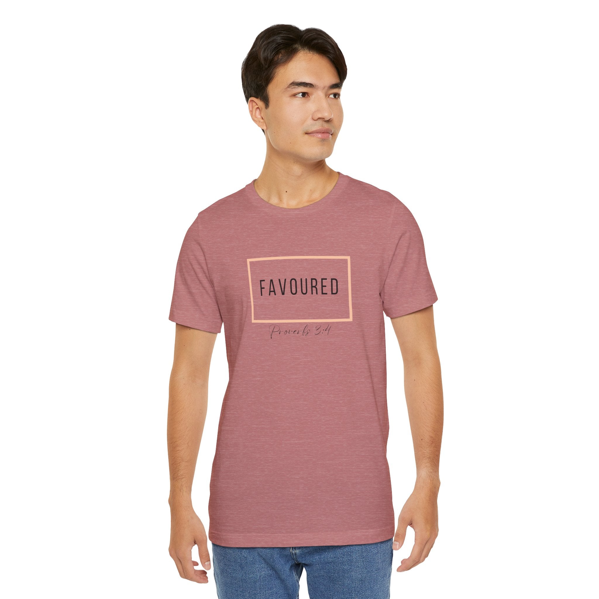 Favoured Christian T-Shirt – Proverbs 3:4 Scripture Tee | Faith-Based Unisex Shirt