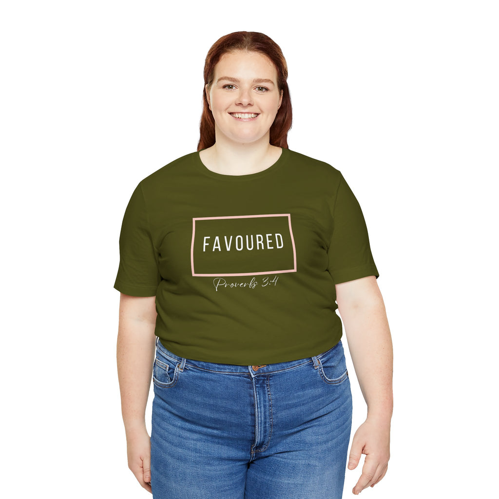 Favoured Christian T-Shirt – Proverbs 3:4 Scripture Tee | Faith-Based Unisex Shirt