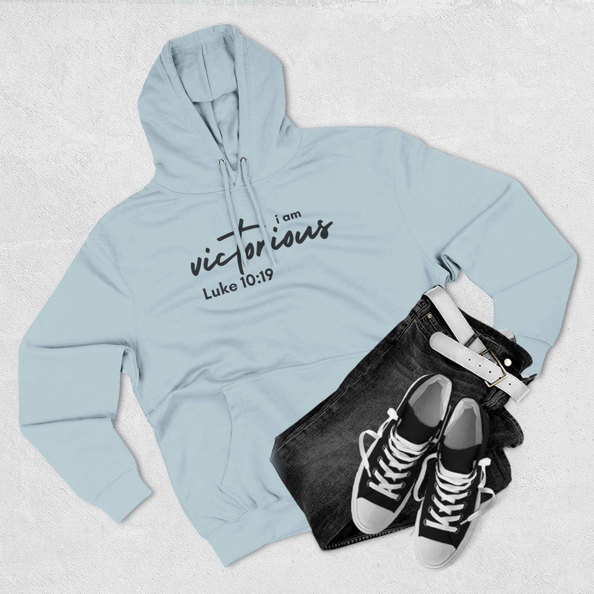 I Am Victorious Hoodie — Luke 10:19 Christian Scripture Fleece Pullover