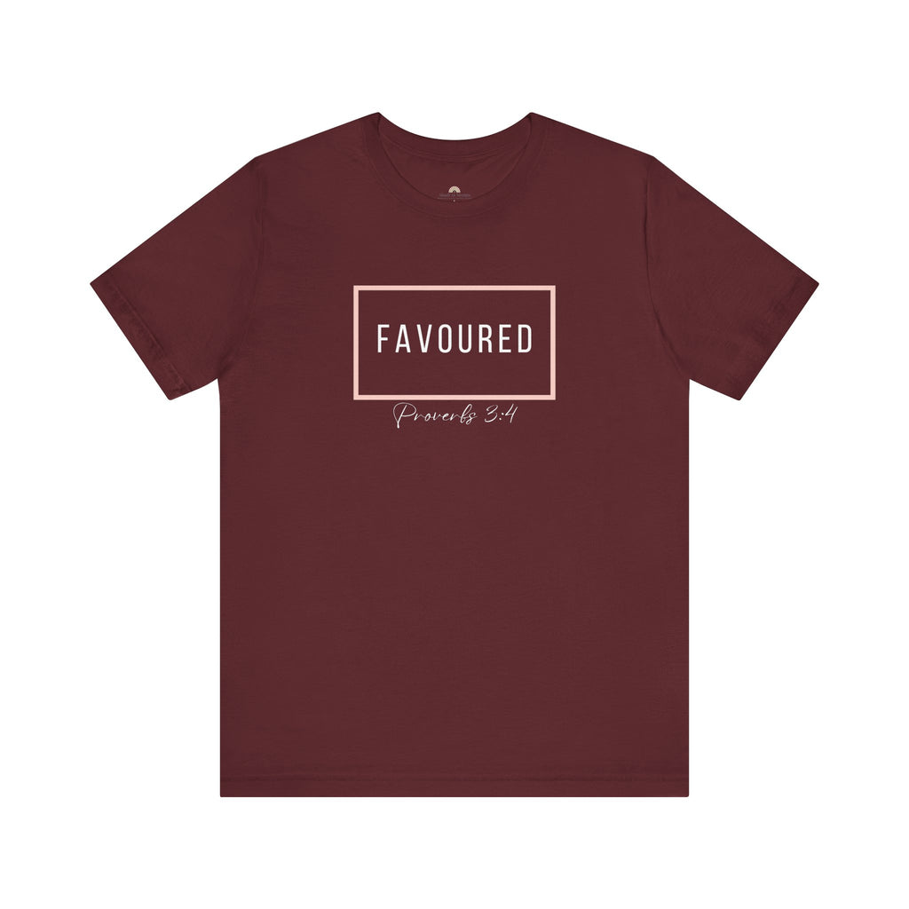 Favoured Christian T-Shirt – Proverbs 3:4 Scripture Tee | Faith-Based Unisex Shirt