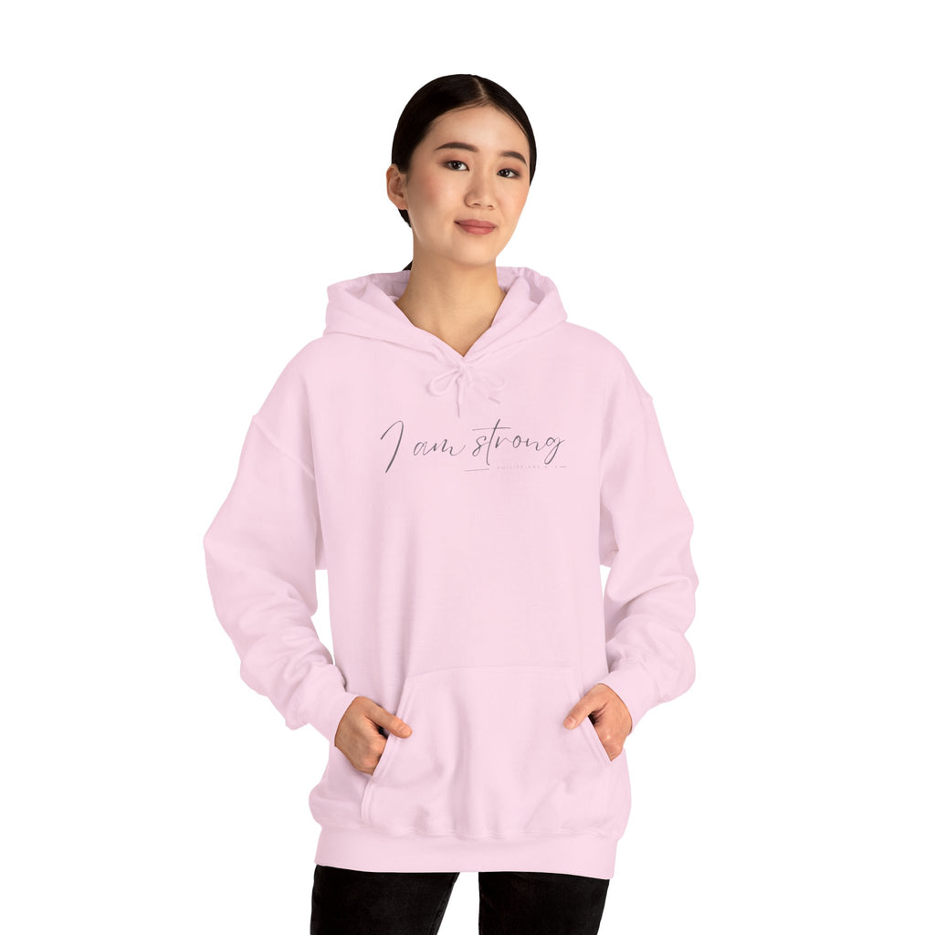 I Am Strong Hoodie – Philippians 4:13 Christian Unisex Faith Sweatshirt
