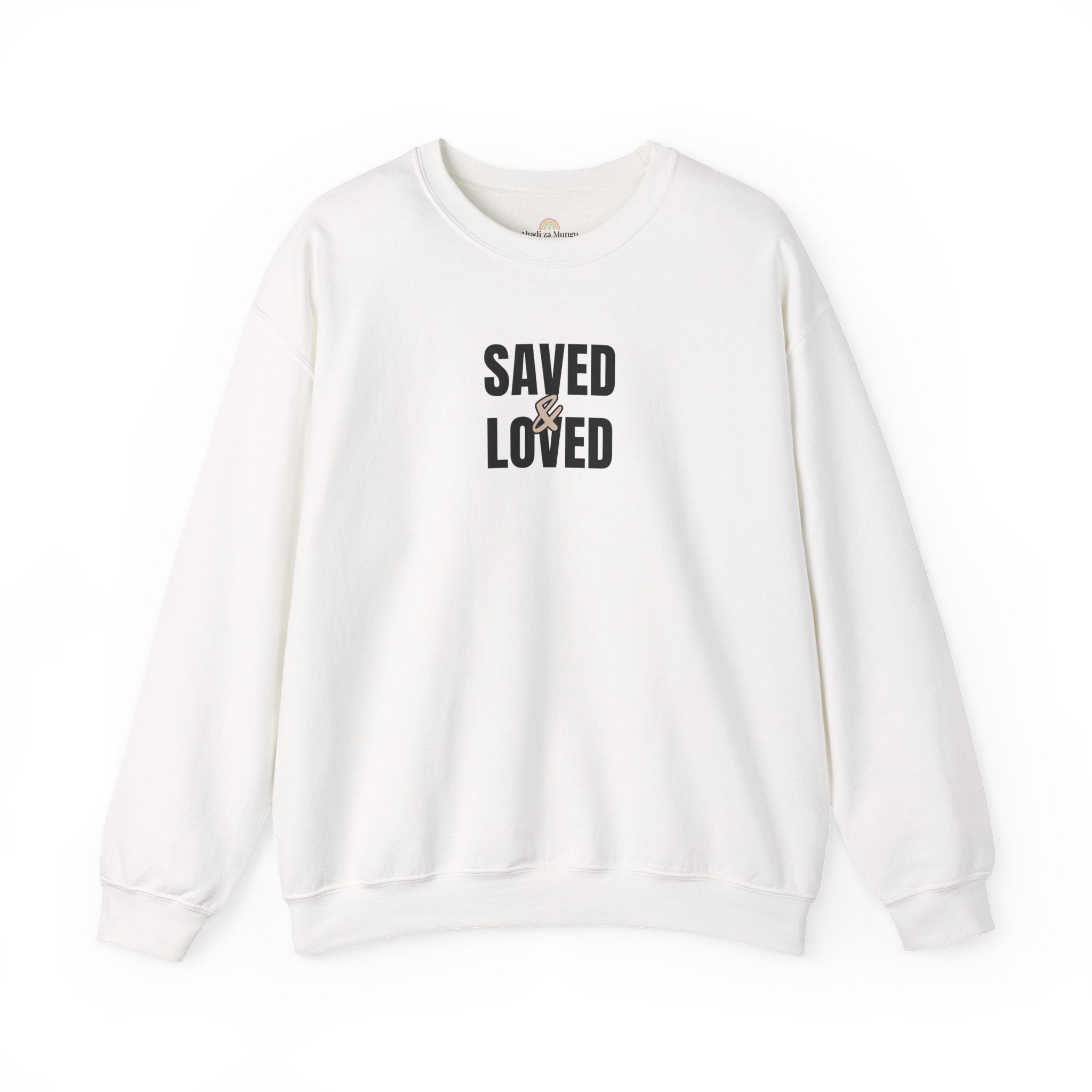 Saved & Loved Crewneck Sweatshirt — Psalm 91:16 Christian Faith Sweatshirt