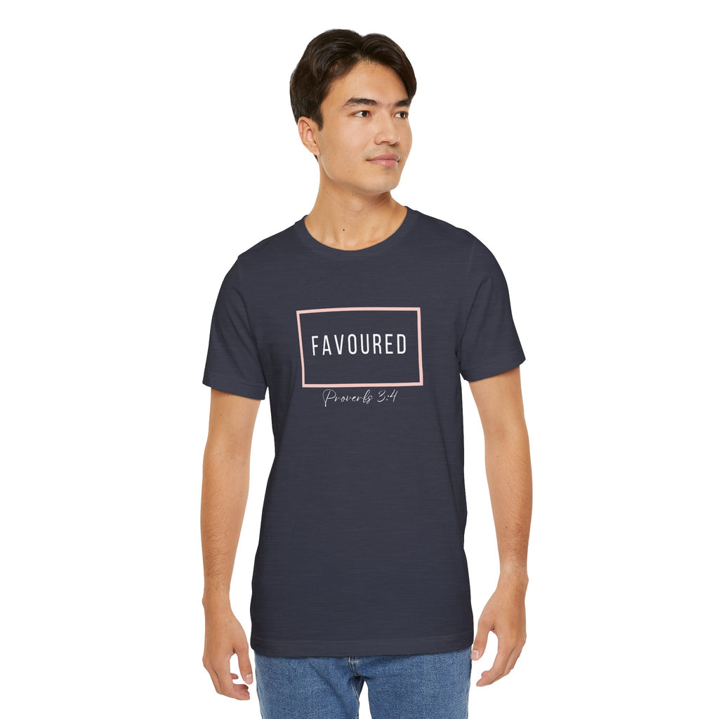 Favoured Christian T-Shirt – Proverbs 3:4 Scripture Tee | Faith-Based Unisex Shirt