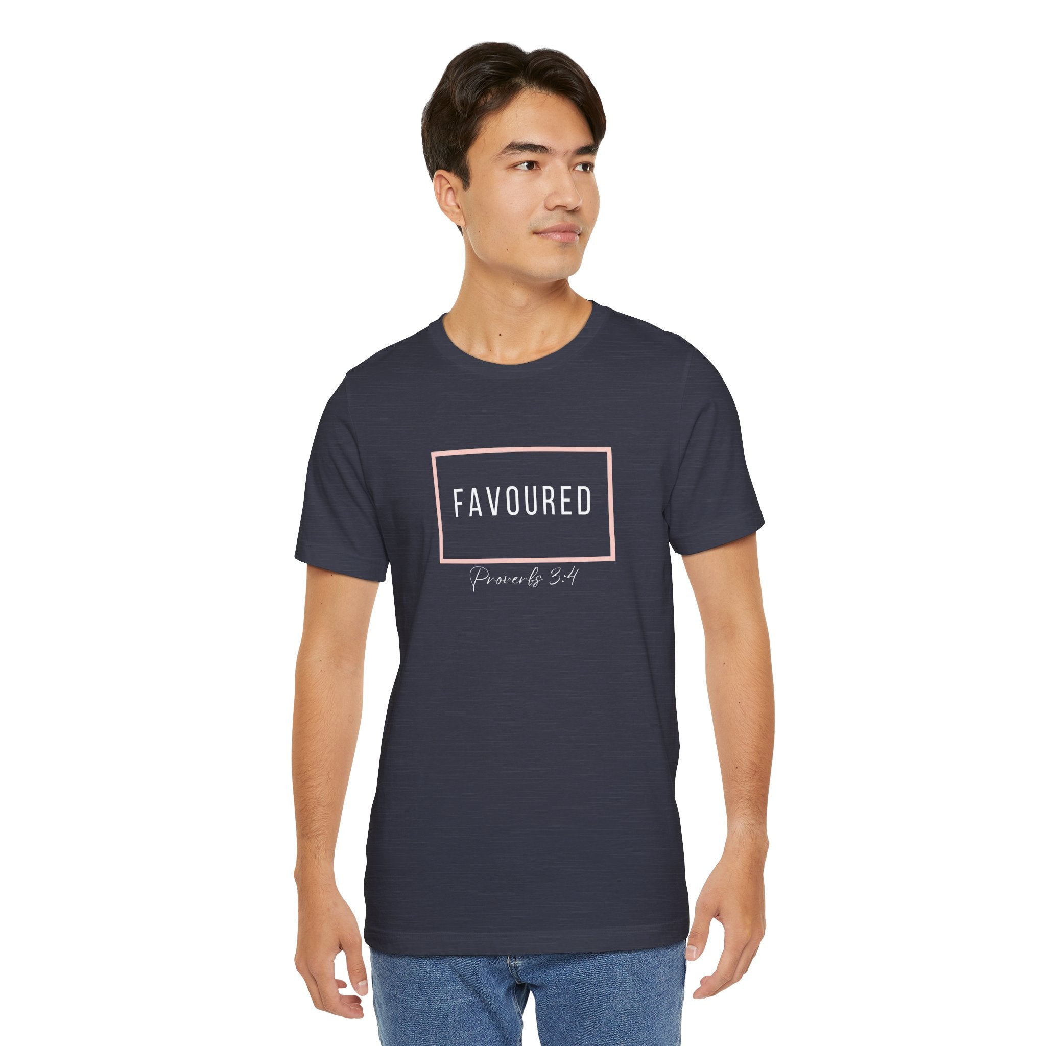Favoured Christian T-Shirt – Proverbs 3:4 Scripture Tee | Faith-Based Unisex Shirt