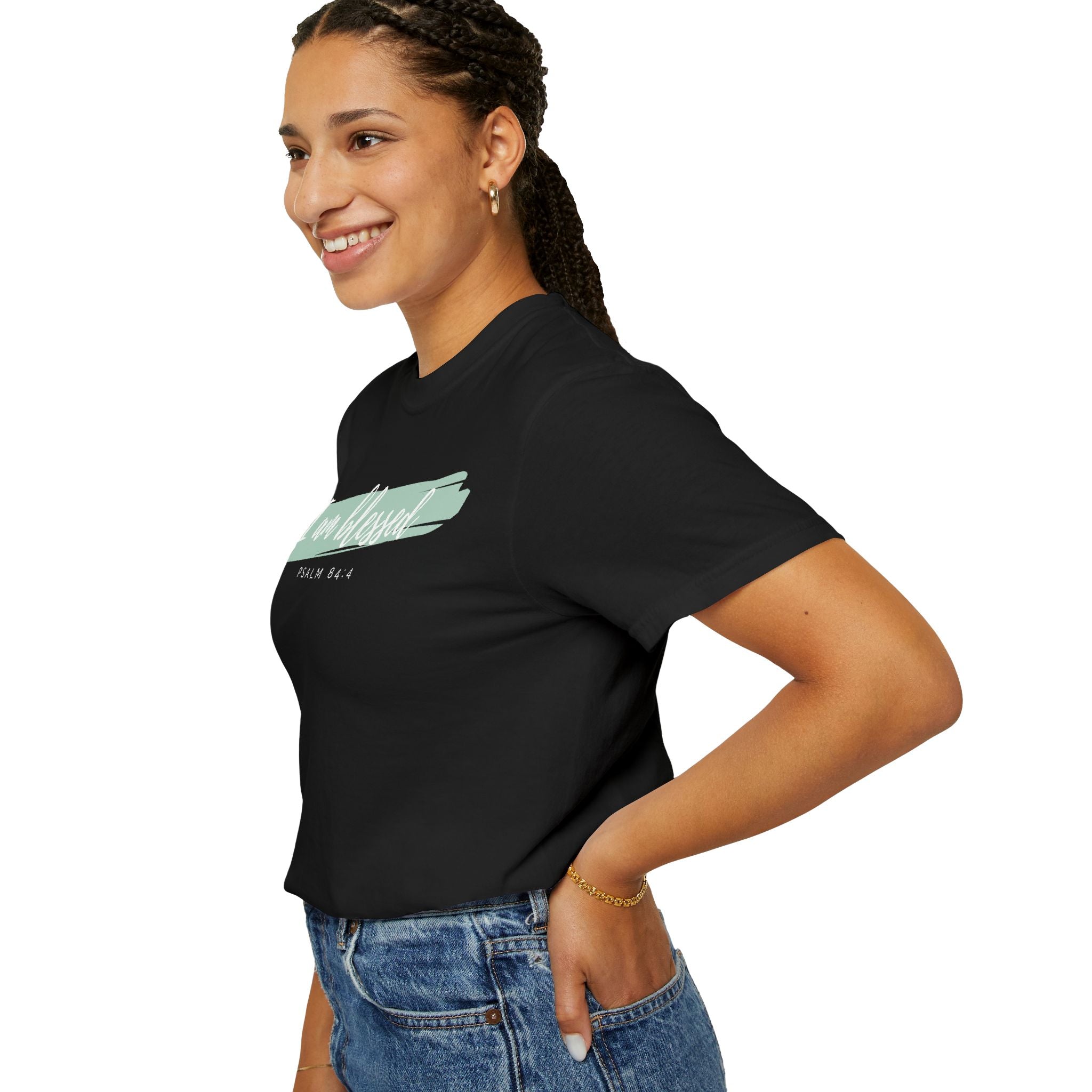 I Am Blessed Christian T-Shirt — Psalm 84:4 Scripture Tee | Garment-Dyed Faith Shirt