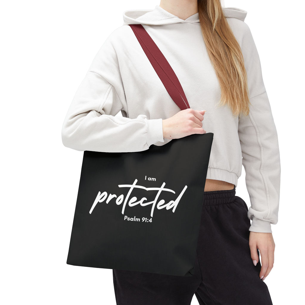 I Am Protected Tote Bag — Psalm 91:4 Christian Scripture Canvas Tote | Faith-Based Carryall