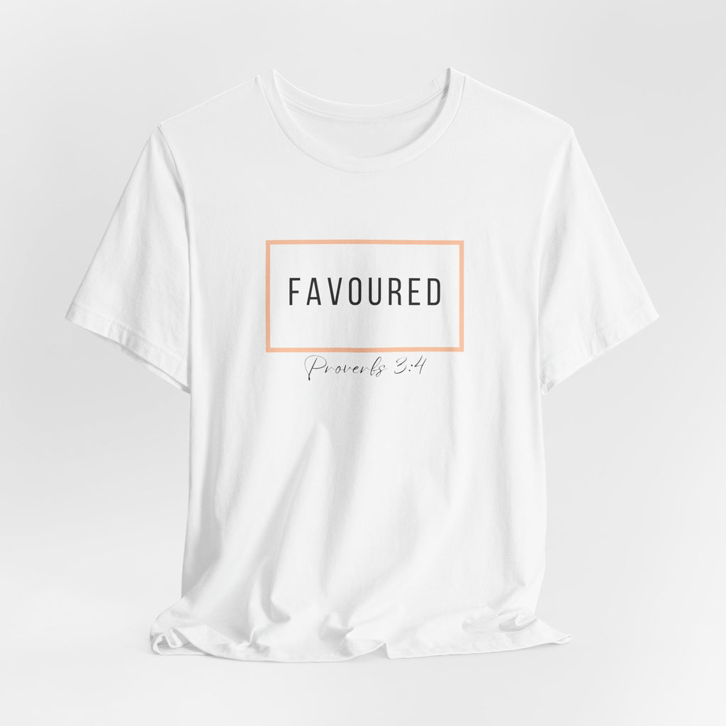 Favoured Christian T-Shirt – Proverbs 3:4 Scripture Tee | Faith-Based Unisex Shirt