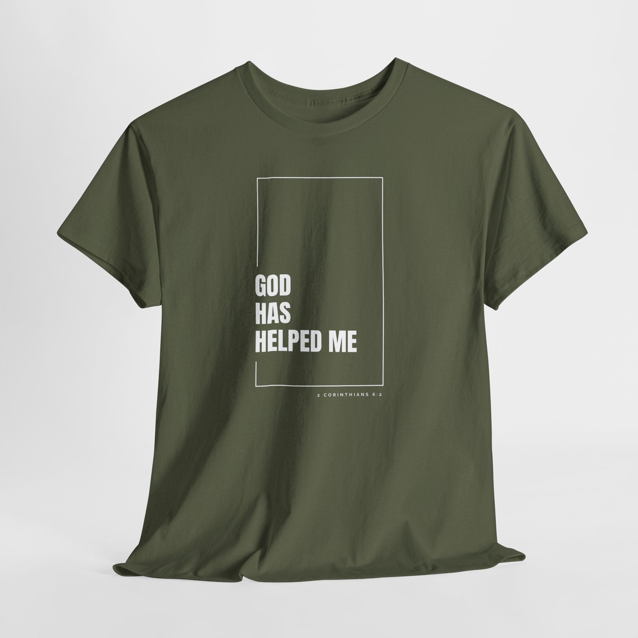 God Has Helped Me Christian T-Shirt – 2 Corinthians 6:2 Faith Tee | Unisex Heavy Cotton Shirt