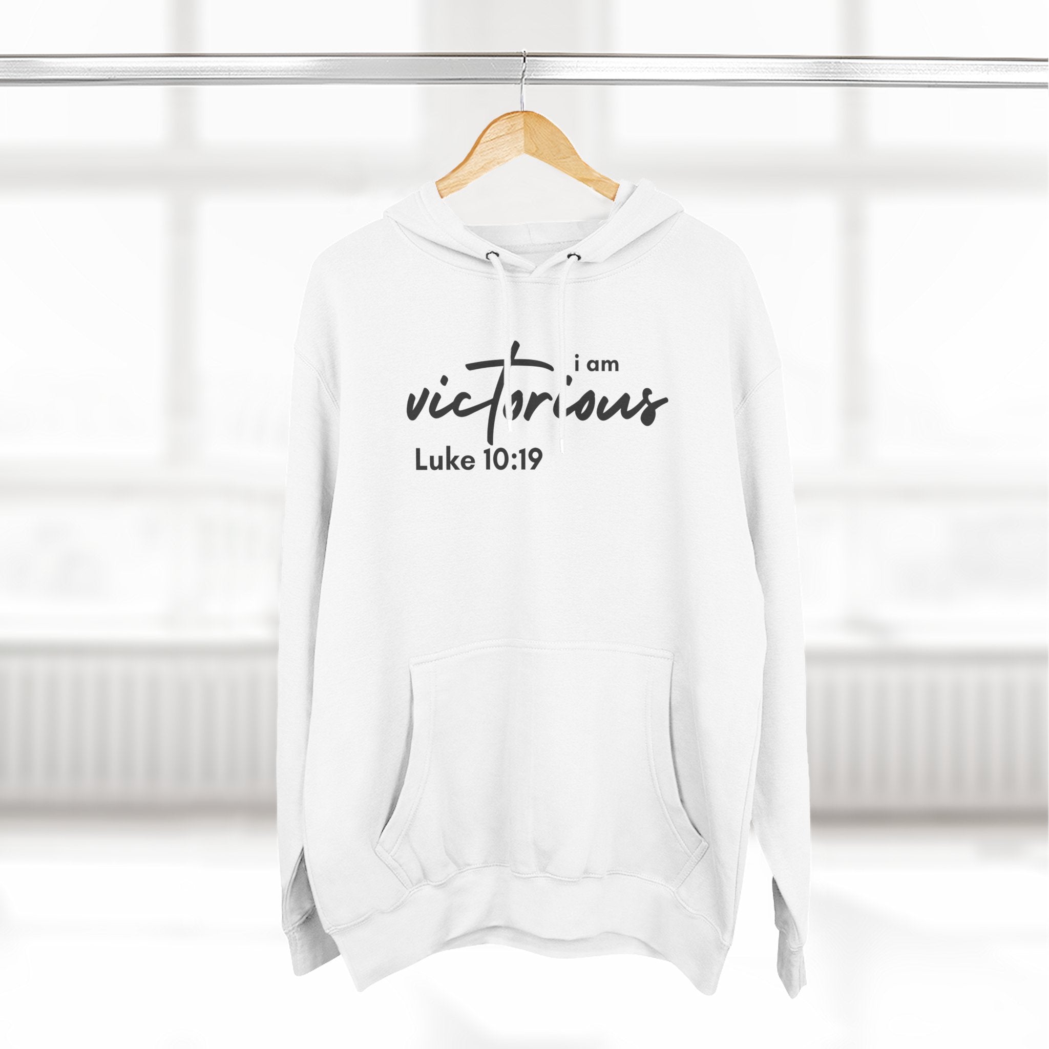 I Am Victorious Hoodie — Luke 10:19 Christian Scripture Fleece Pullover
