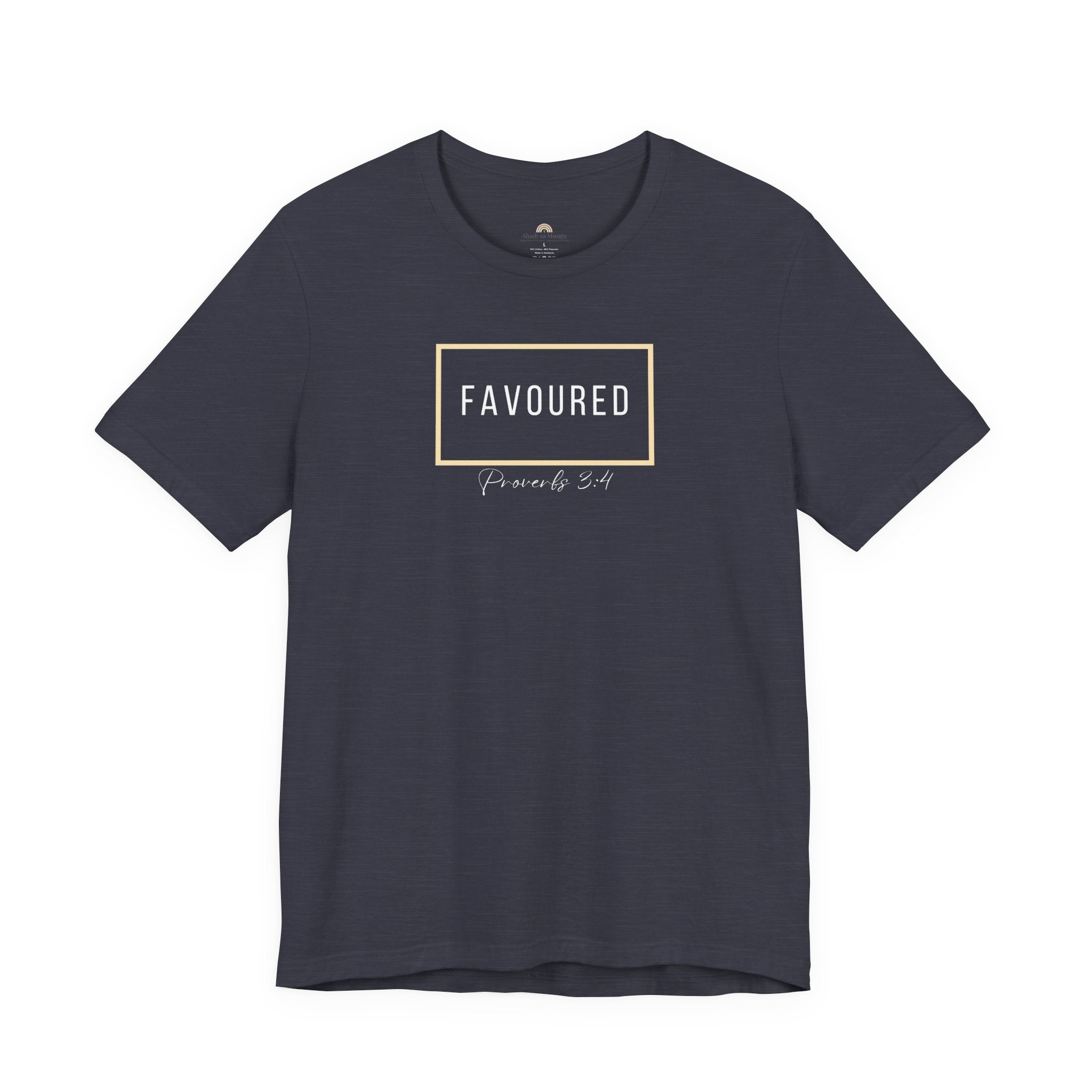 Favoured Christian T-Shirt – Proverbs 3:4 Scripture Tee | Faith-Based Unisex Shirt