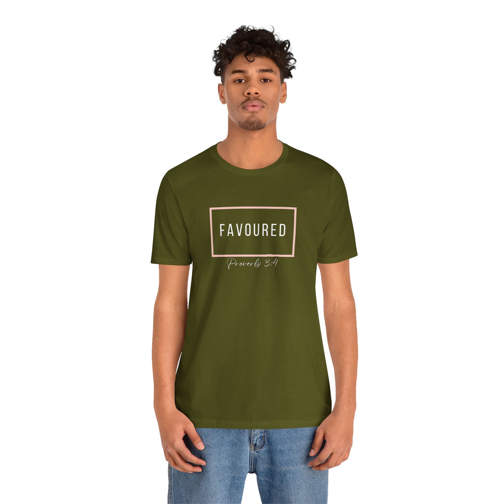 Favoured Christian T-Shirt – Proverbs 3:4 Scripture Tee | Faith-Based Unisex Shirt