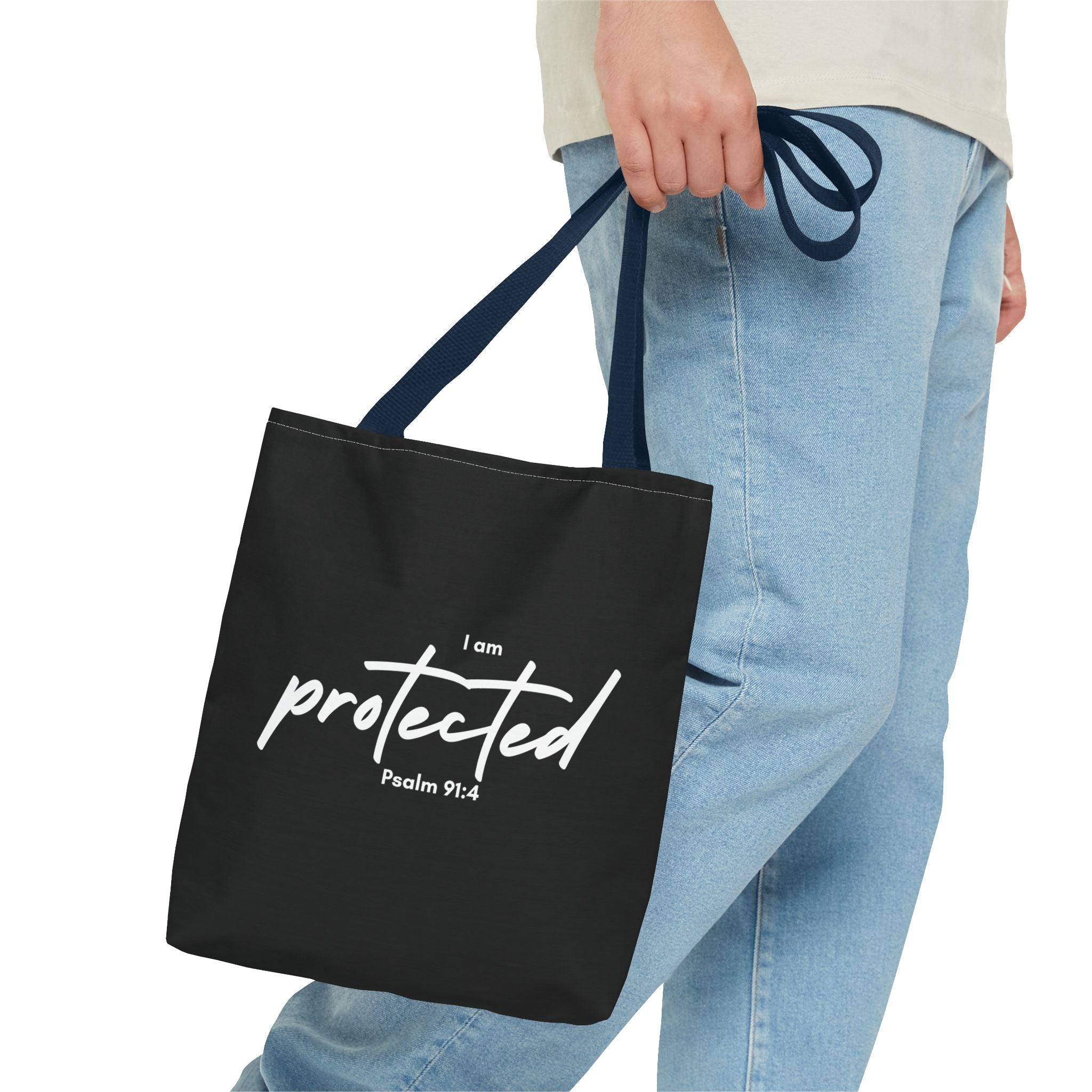 I Am Protected Tote Bag — Psalm 91:4 Christian Scripture Canvas Tote | Faith-Based Carryall