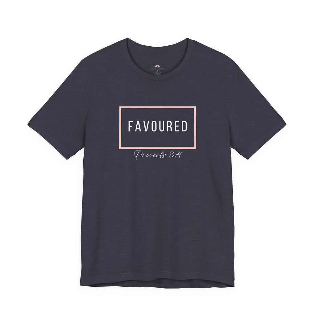 Favoured Christian T-Shirt – Proverbs 3:4 Scripture Tee | Faith-Based Unisex Shirt