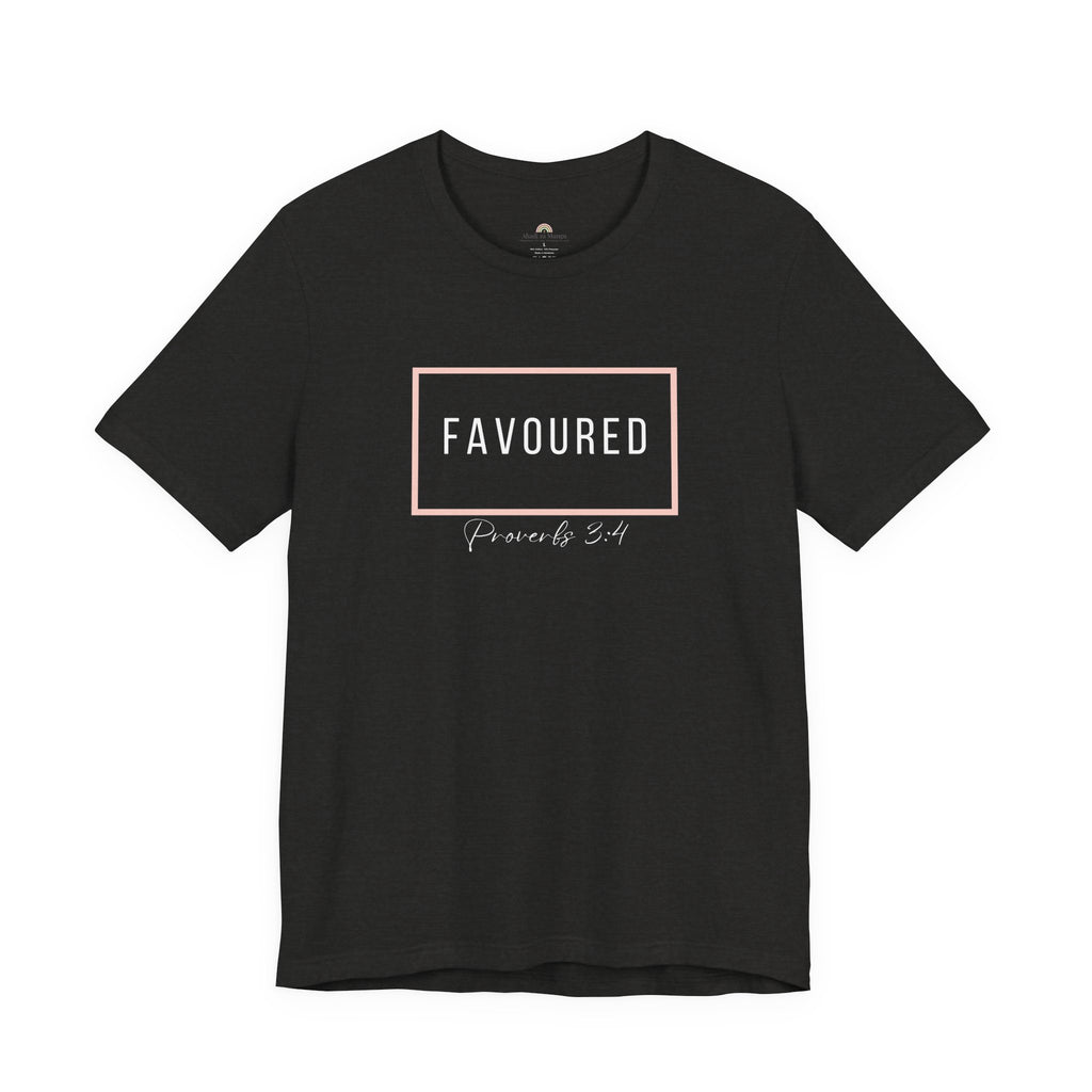 Favoured Christian T-Shirt – Proverbs 3:4 Scripture Tee | Faith-Based Unisex Shirt