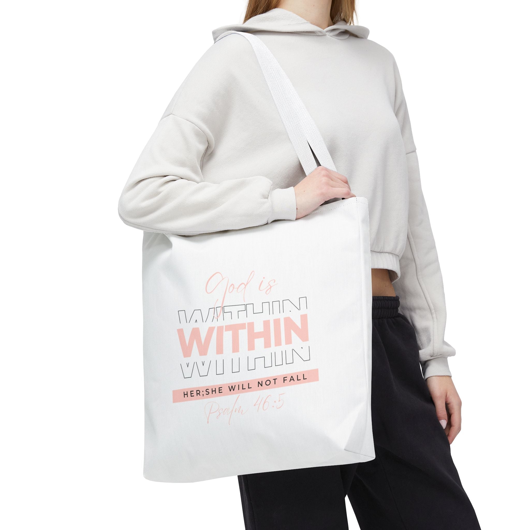 God Is Within Her Tote Bag – Psalm 46:5 Christian Scripture Tote for Women