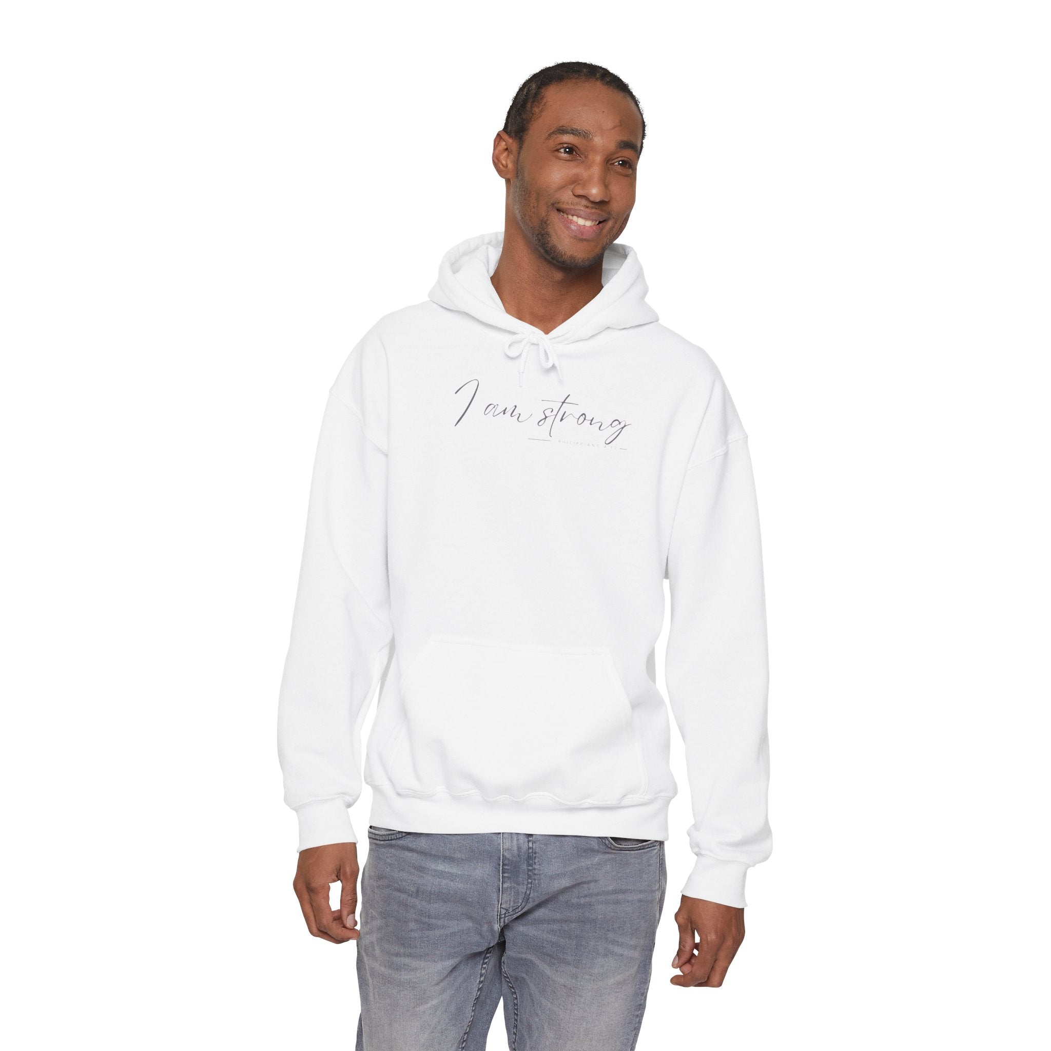 I Am Strong Hoodie – Philippians 4:13 Christian Unisex Faith Sweatshirt